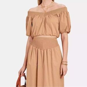 A.L.C. Tan Naya Off The Shoulder Top and Skirt, 12